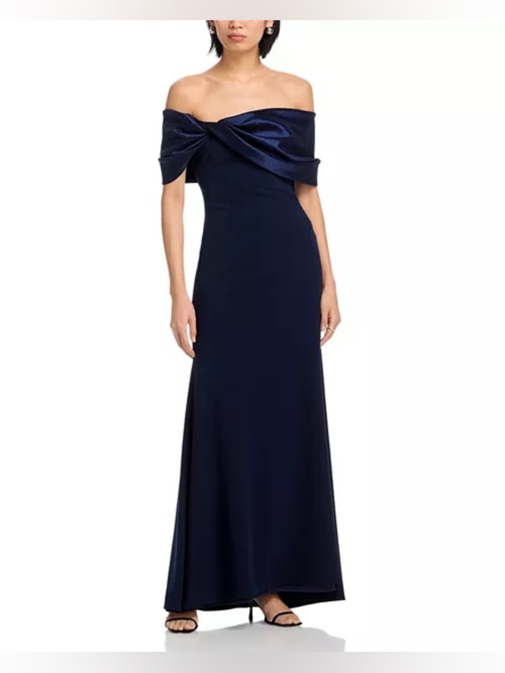 AQUA
Long Scuba Crepe Off-the-Shoulder Taffeta Gown - Exclusive